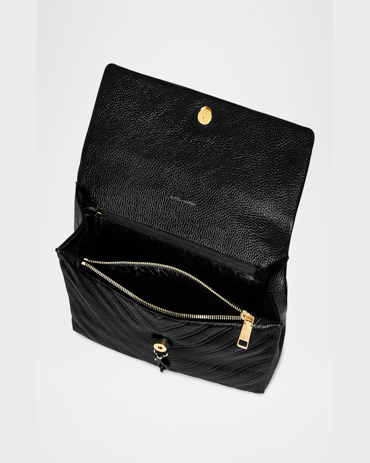 Rebecca Minkoff Large Edie Chevron Embossed Leather Shoulder Bag In Black