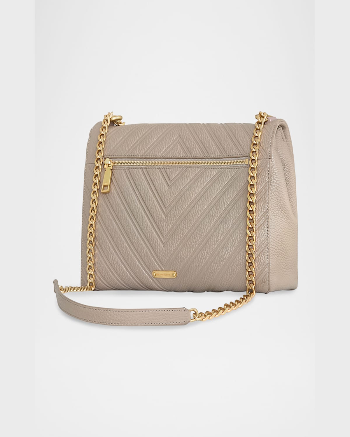 Rebecca Minkoff Large Edie Chevron Embossed Leather Shoulder Bag In Oyster