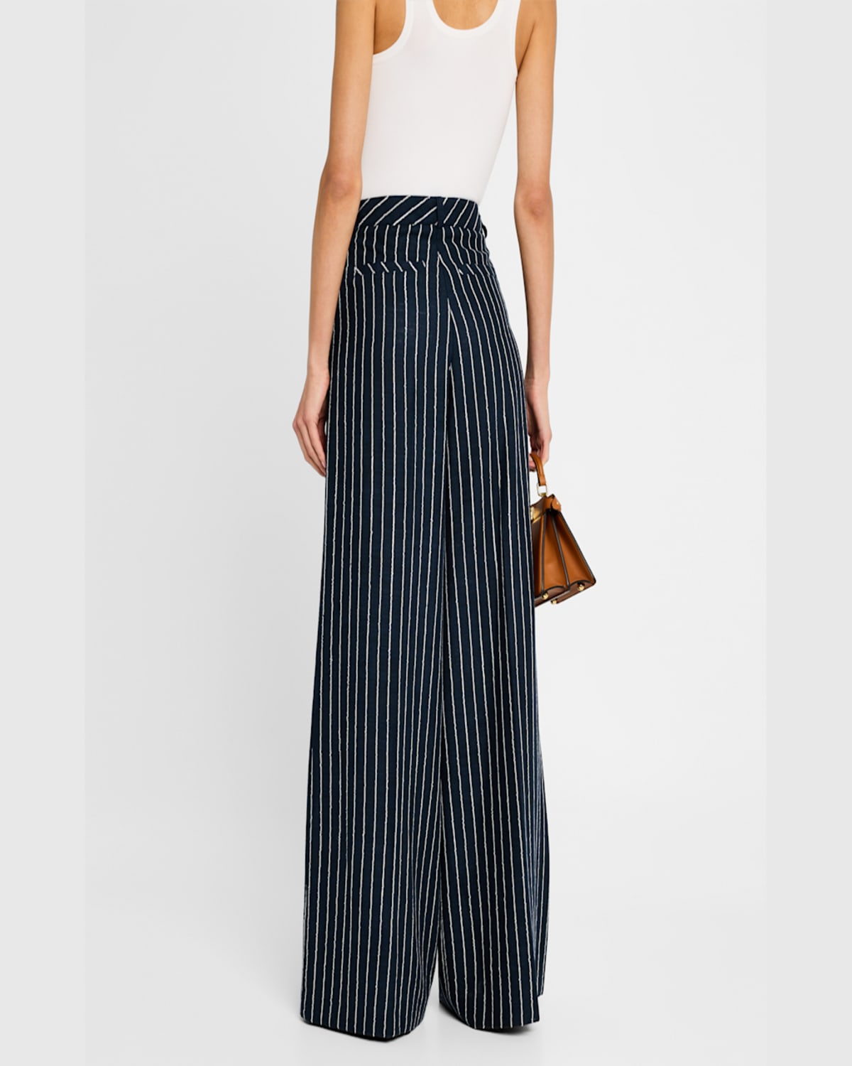 MAISON COMMON CHAIN PINSTRIPE FULL-LEG PANTS 