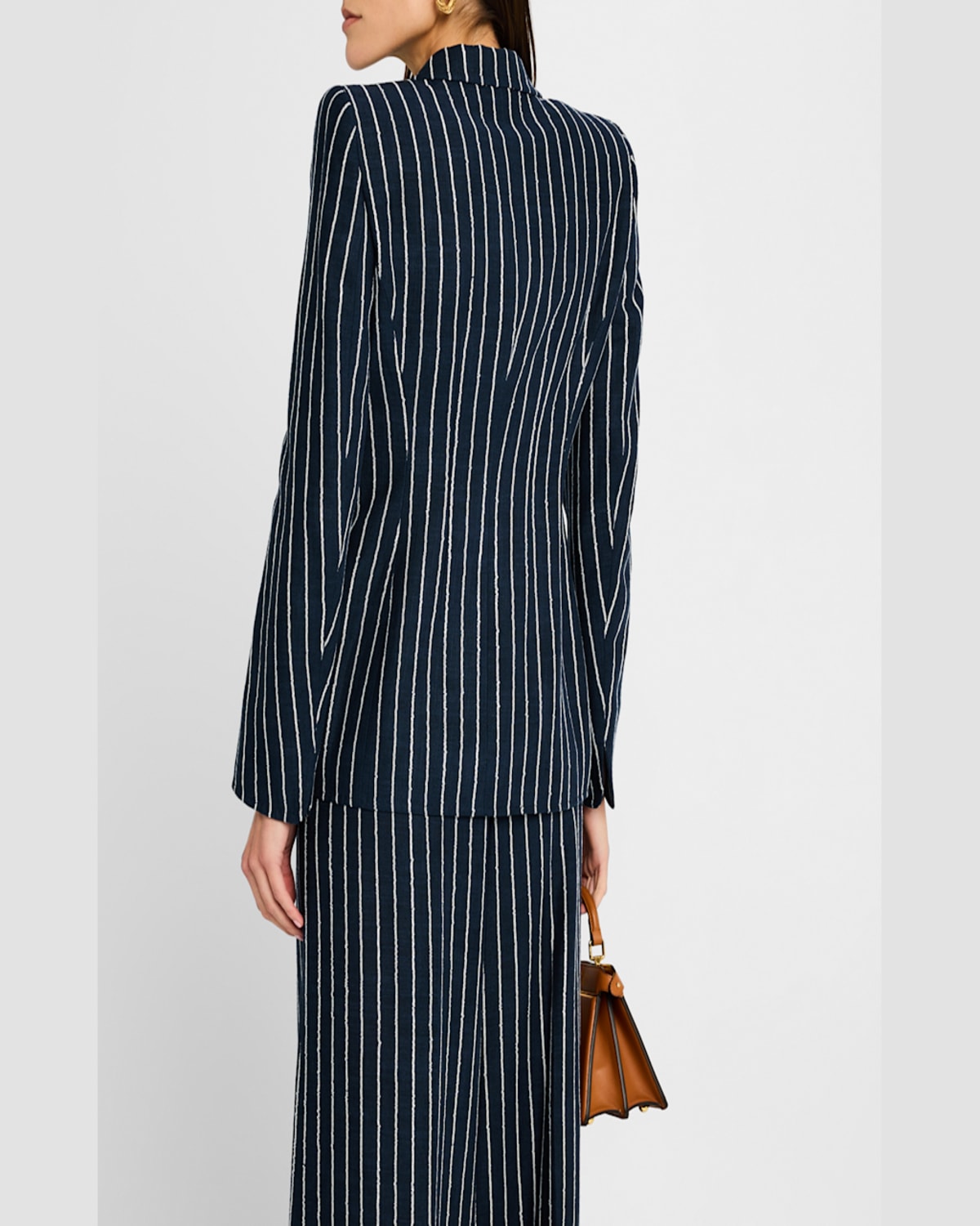 MAISON COMMON CHAIN PINSTRIPED LINEN-BLEND DOUBLE-BREASTED JACKET 