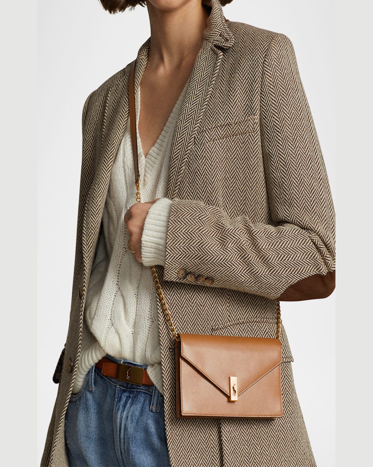 Polo Ralph Lauren Polo Id Leather Chain Wallet & Bag In Tan