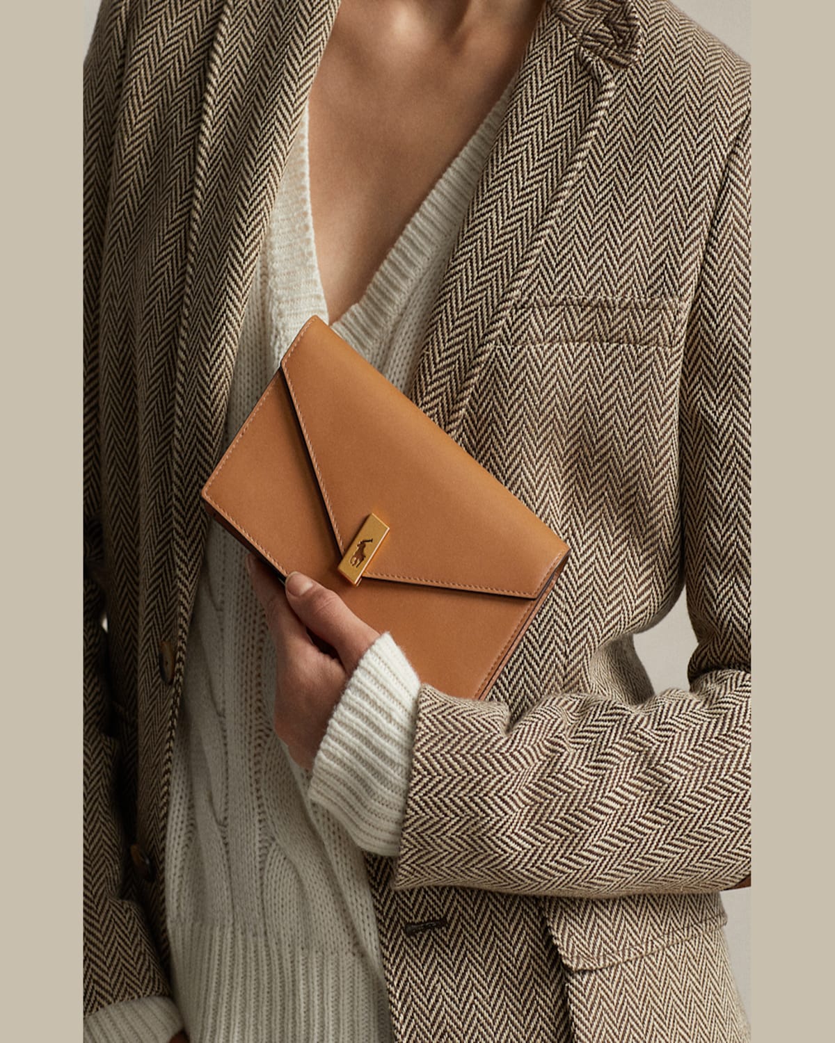 Polo Ralph Lauren Polo Id Leather Chain Wallet & Bag In Tan