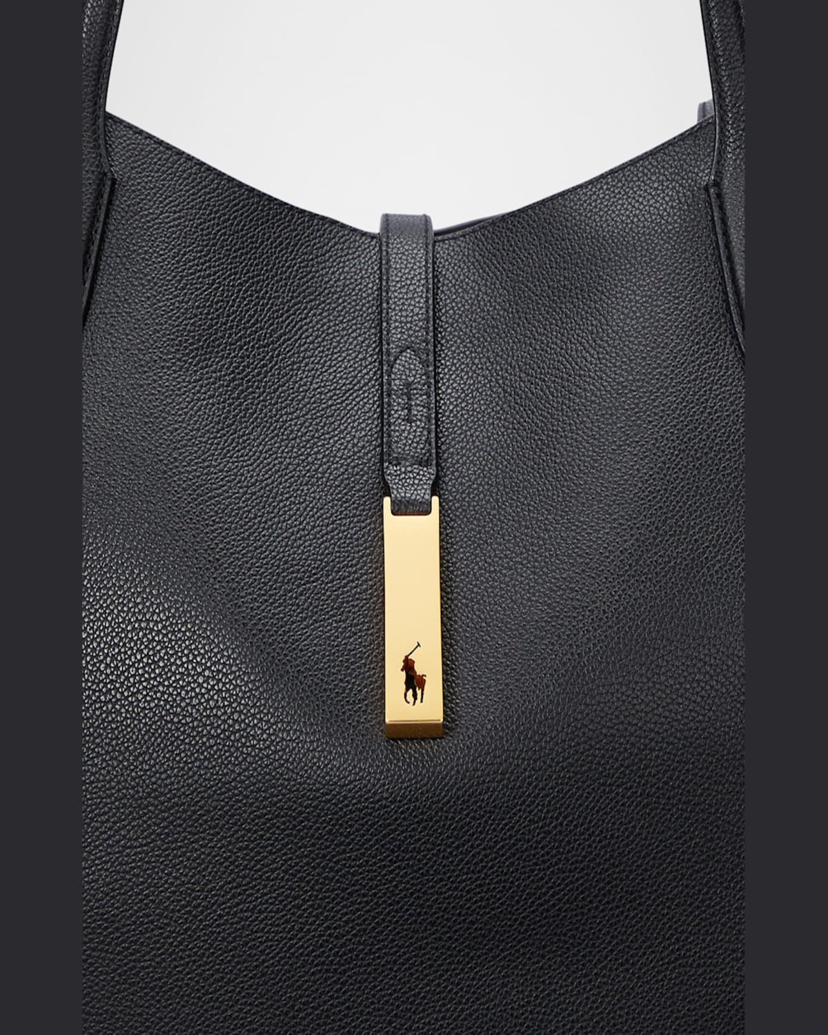 Polo Ralph Lauren Medium Grain Leather Tote Bag In Black