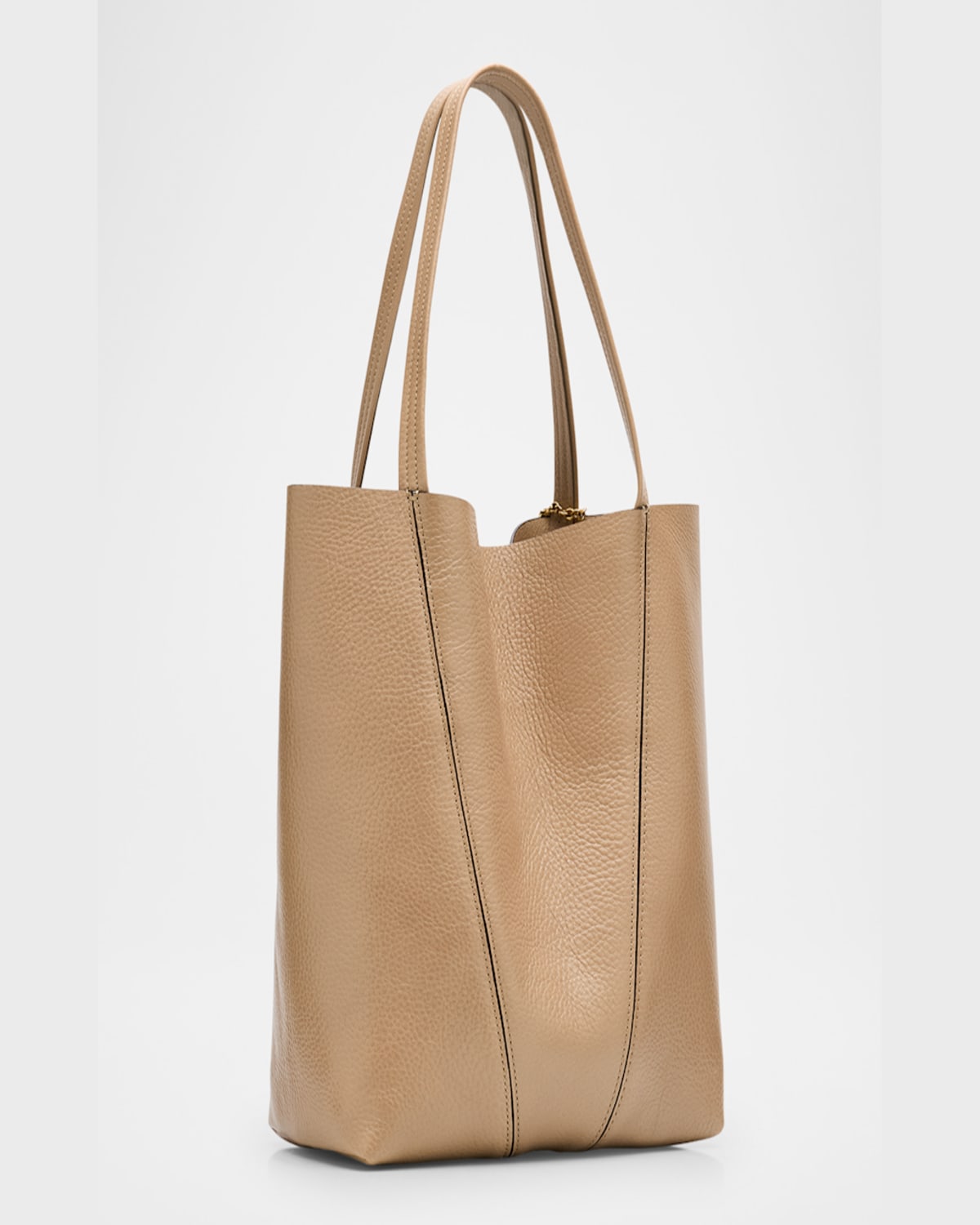 Chloé Spin Medium Tote Bag In Leather In Boyish Brown