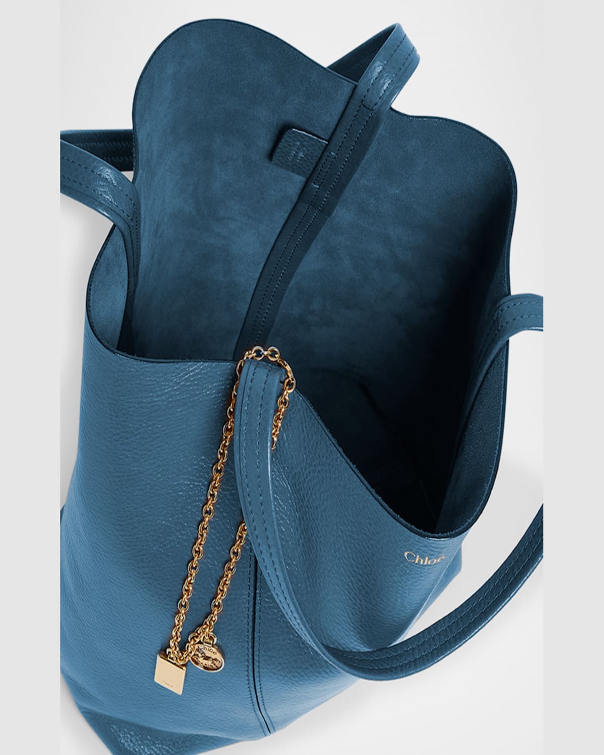 Chloé Spin Medium Tote Bag In Leather In Boyish Brown
