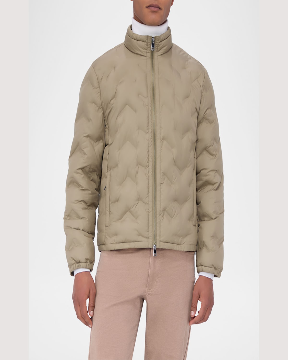 Bugatchi Water Repellent Bomber Jacket In Khaki