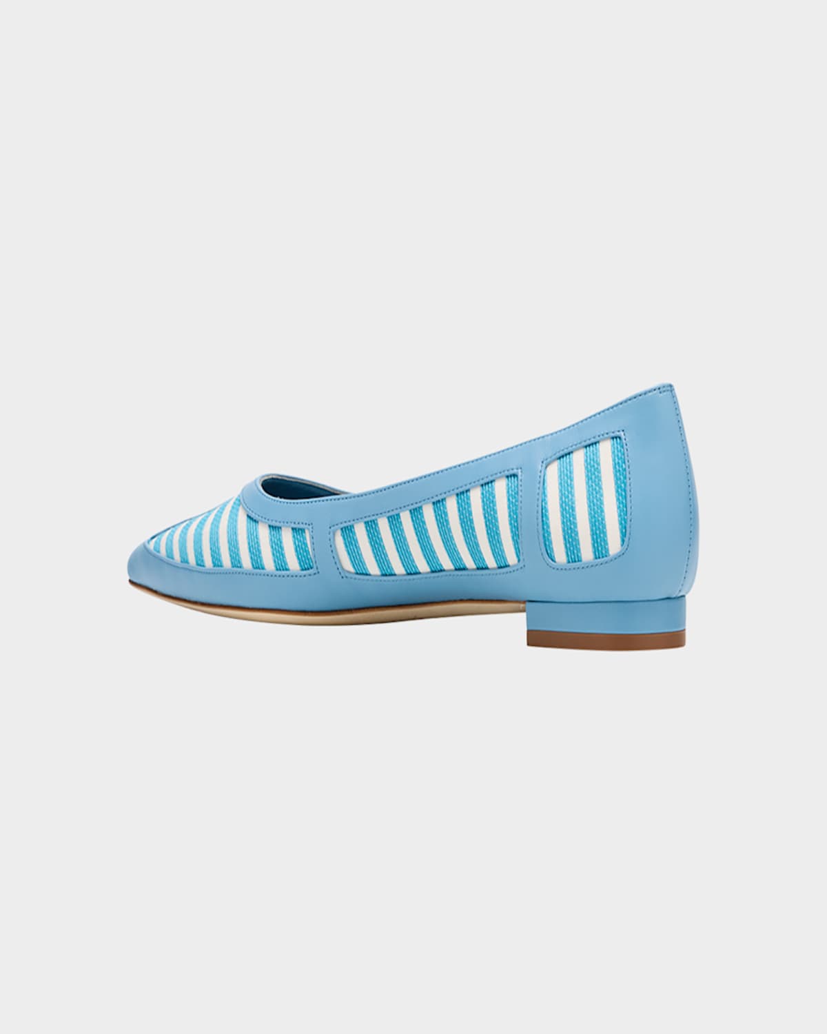 Manolo Blahnik Bicolor Stripe Ballerina Flats In Blue/white