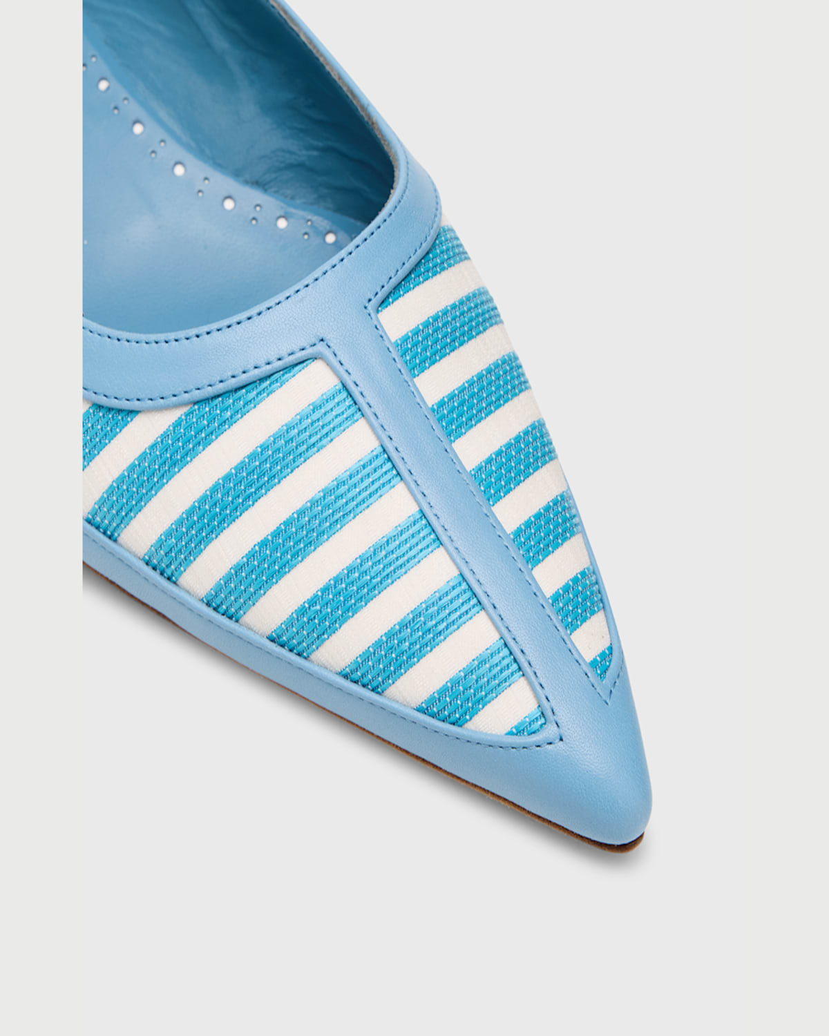 Manolo Blahnik Bicolor Stripe Ballerina Flats In Blue/white