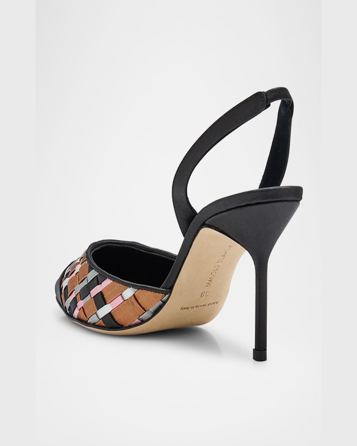 MANOLO BLAHNIK MULTI WOVEN CAP-TOE SLINGBACK PUMPS 