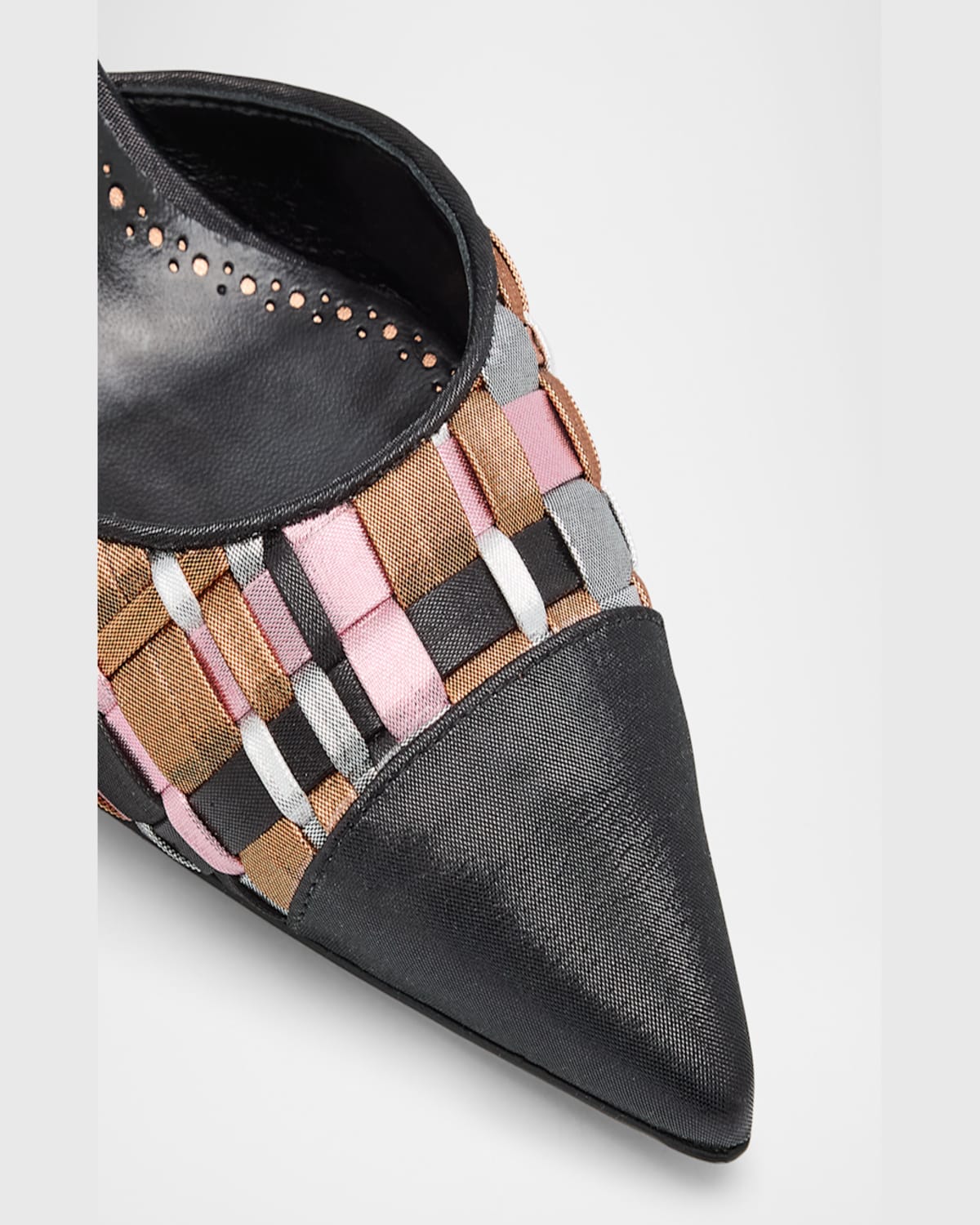 MANOLO BLAHNIK MULTI WOVEN CAP-TOE SLINGBACK PUMPS 