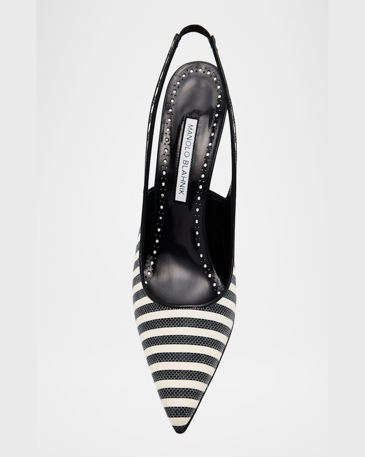 Manolo Blahnik Bicolor Cotton Slingback Pumps In Black/white