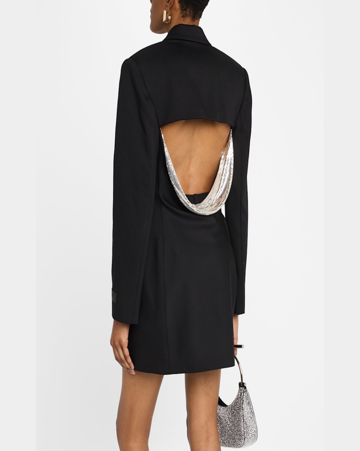 Versace Chainmail Cutout Double-breasted Evening Jacket In Black