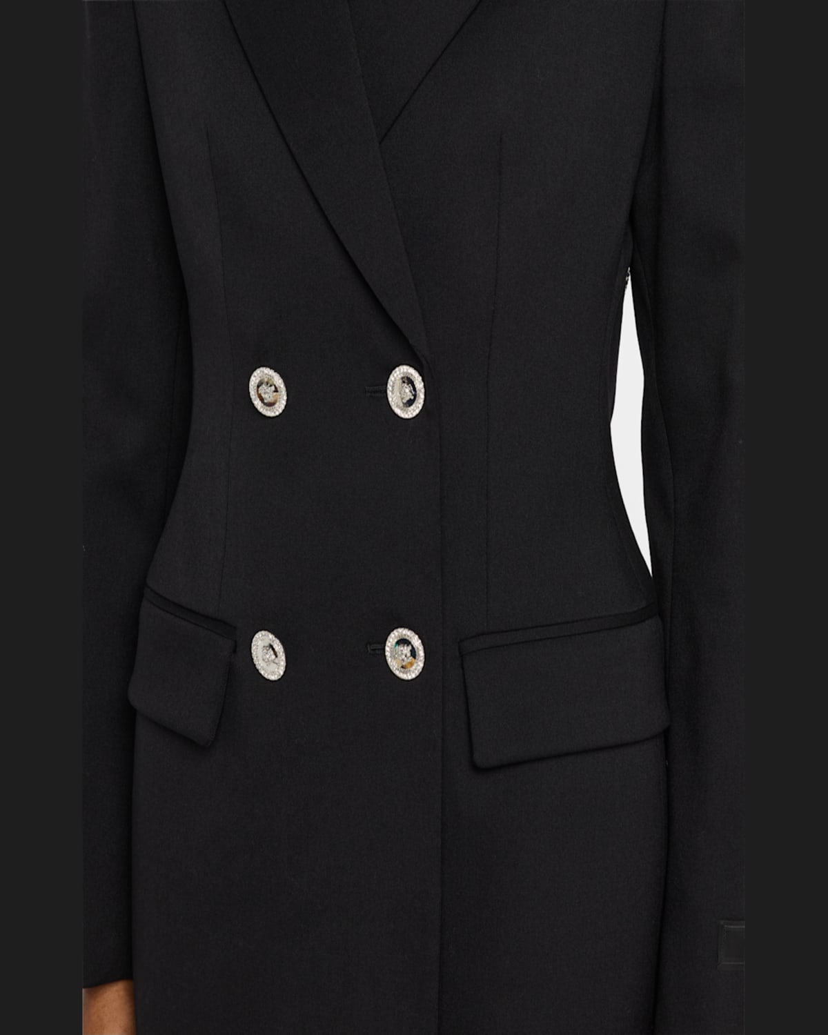 Versace Chainmail Cutout Double-breasted Evening Jacket In Black