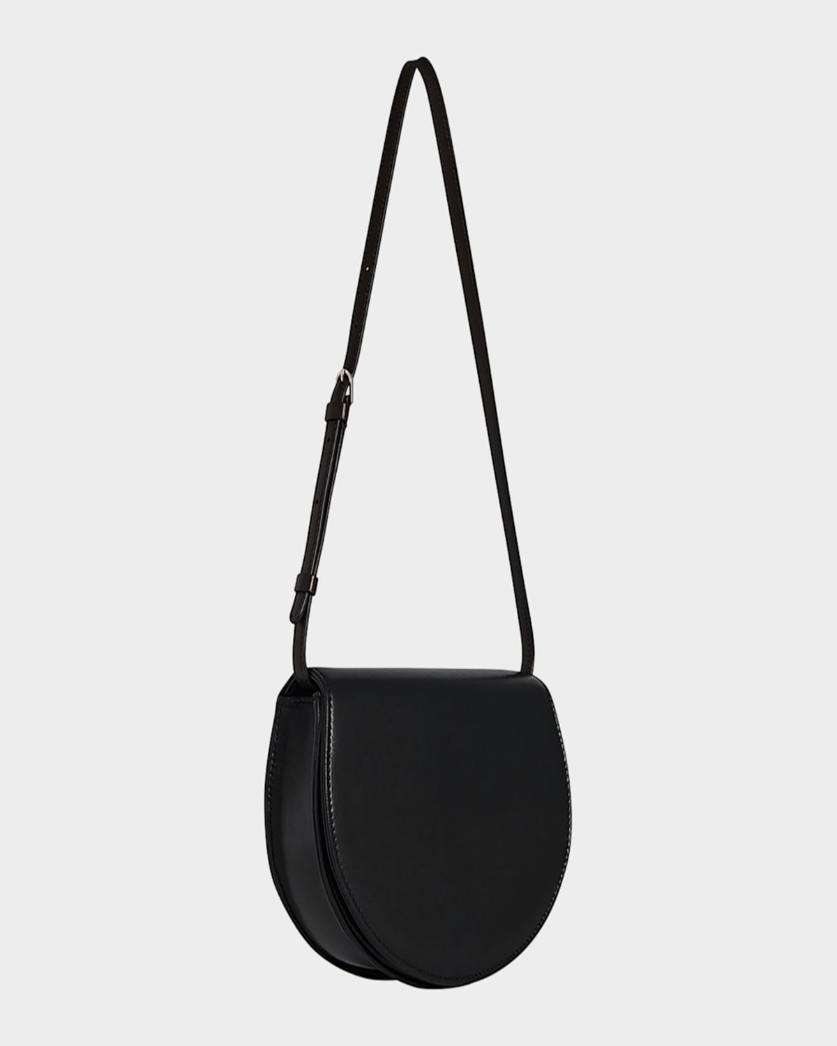 Shop The Row Canteen Saddle Shoulder Bag In Napa Leather In Blans Black Ans