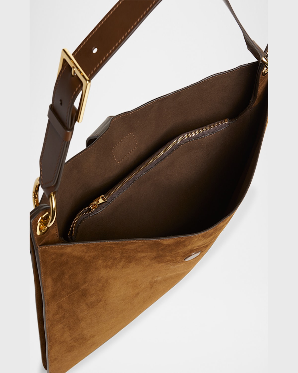 Shop Tom Ford Tara Large Crossbody Bag In Suede And Leather In Whisky