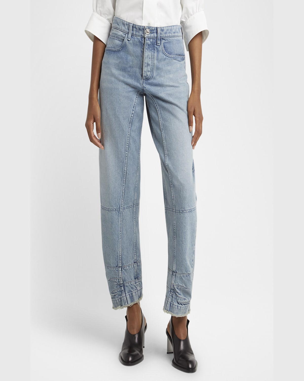 Shop Jil Sander Acid-wash Denim Barrel-leg Ankle Trousers In Antartic