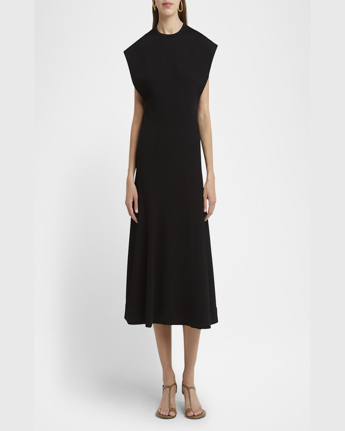 Jil Sander Sleeveless Midi A-line Dress In Black