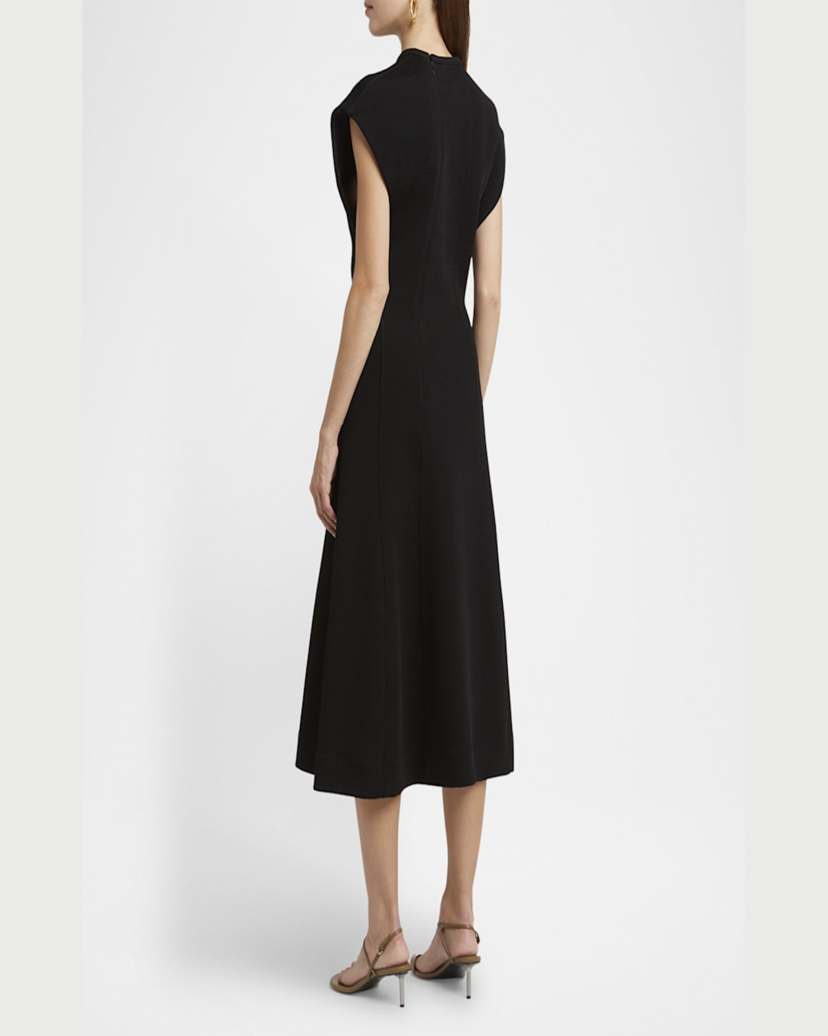 Jil Sander Sleeveless Midi A-line Dress In Black