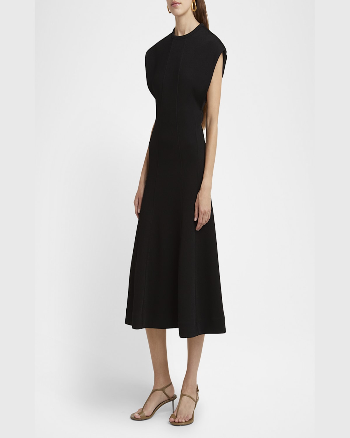 Jil Sander Sleeveless Midi A-line Dress In Black