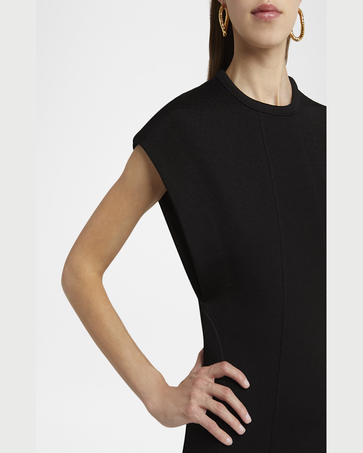 Jil Sander Sleeveless Midi A-line Dress In Black