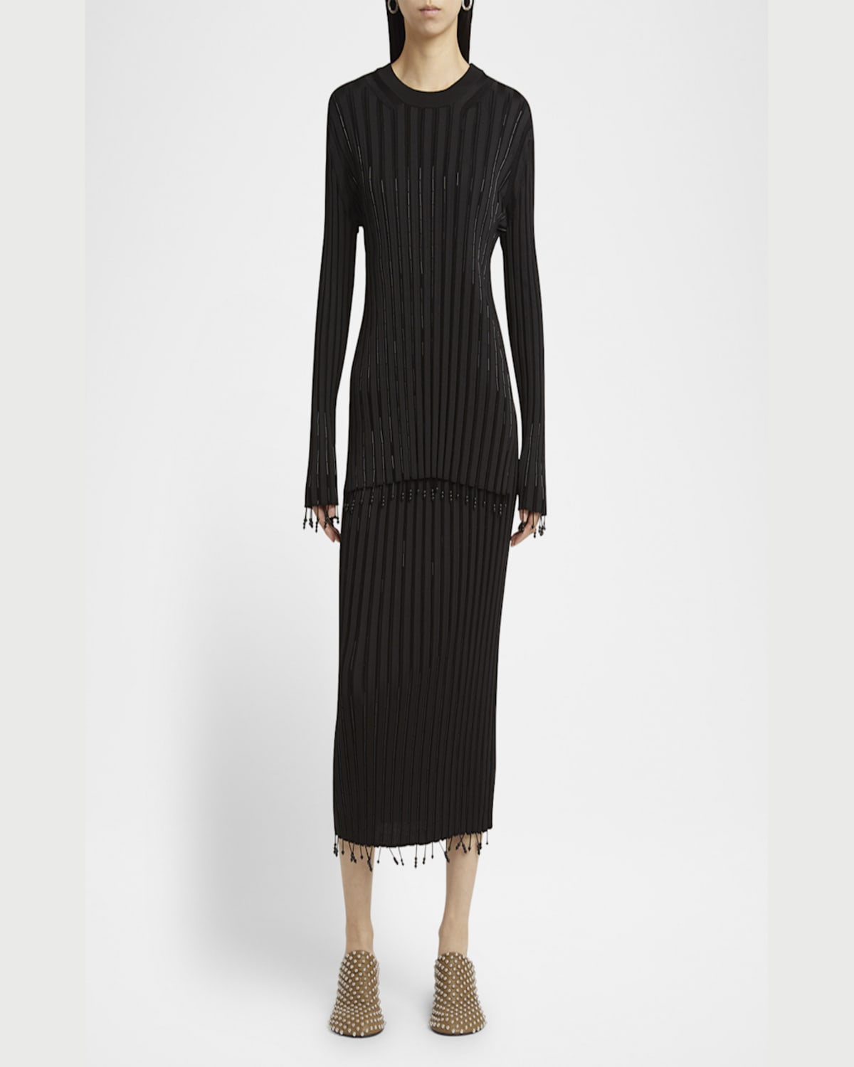 Jil Sander Beaded Crewneck Sweater In Ink