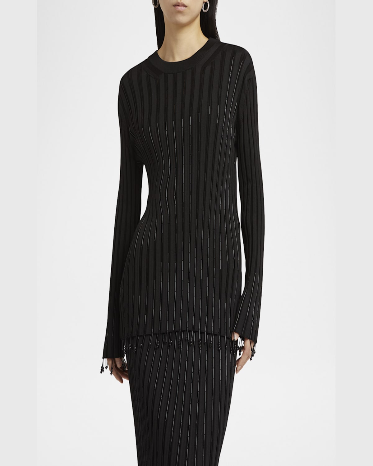 Jil Sander Beaded Crewneck Sweater In Ink