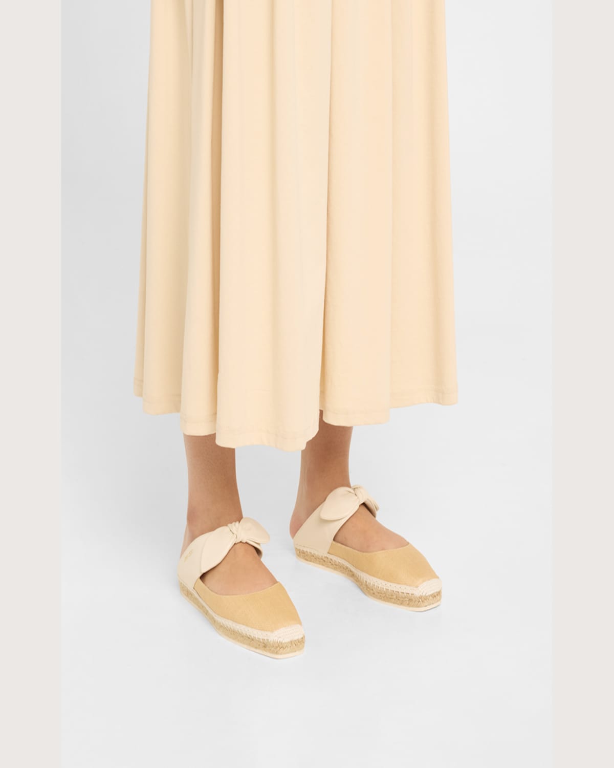 JIMMY CHOO REKA RAFFIA AND LEATHER FLATS 
