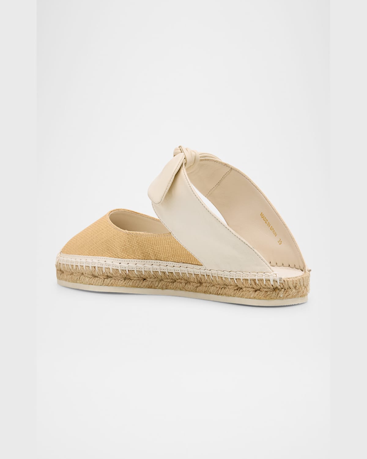 JIMMY CHOO REKA RAFFIA AND LEATHER FLATS 