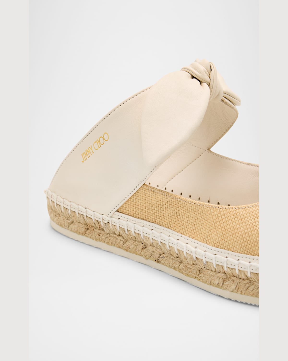 JIMMY CHOO REKA RAFFIA AND LEATHER FLATS 