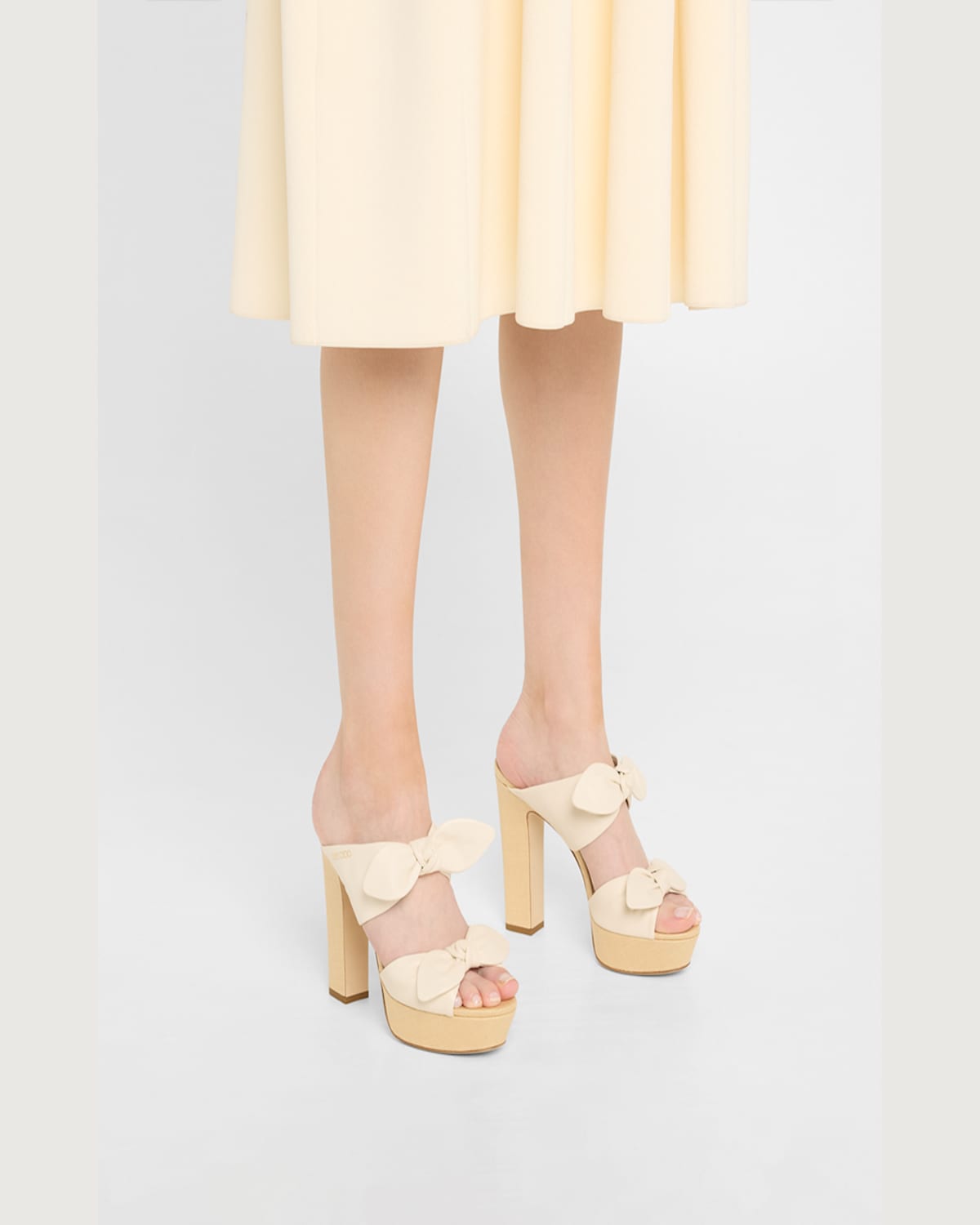 Jimmy Choo Rua 120 Raffia And Leather Platform Sandals In Latte