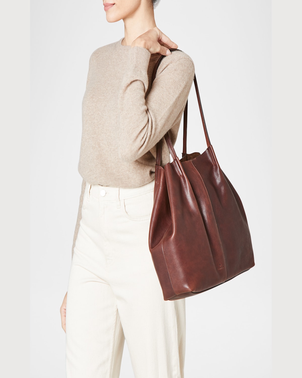 Il Bisonte Nina Pleated Leather Tote Bag In Caffe