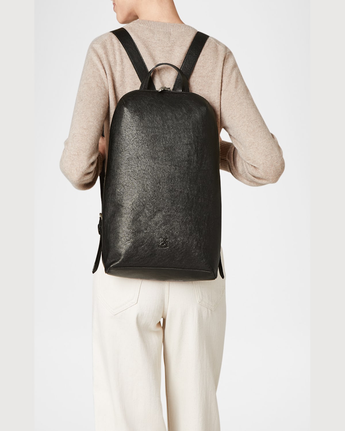 Il Bisonte Duccio Zip Calf Leather Backpack In Black