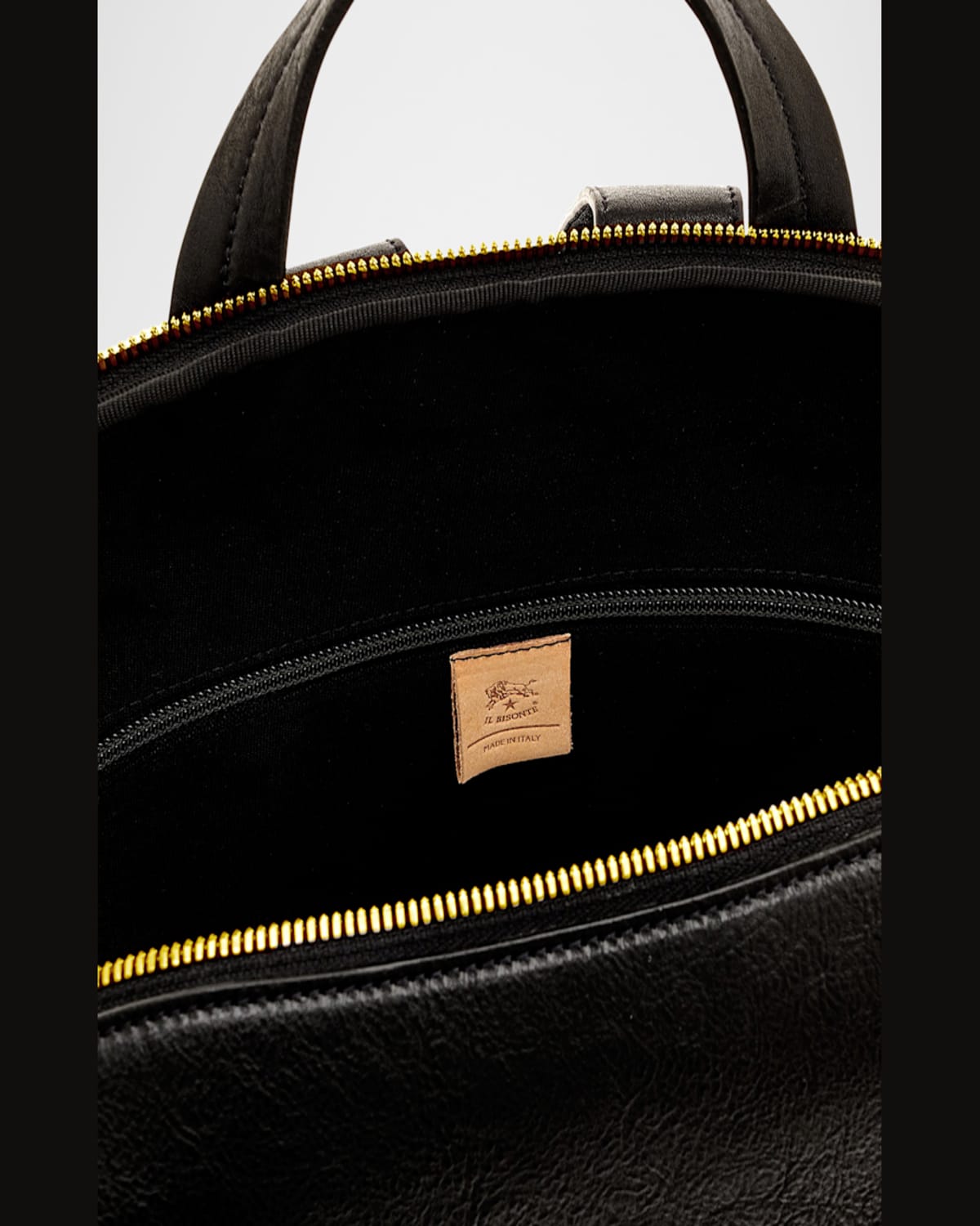 Il Bisonte Duccio Zip Calf Leather Backpack In Black