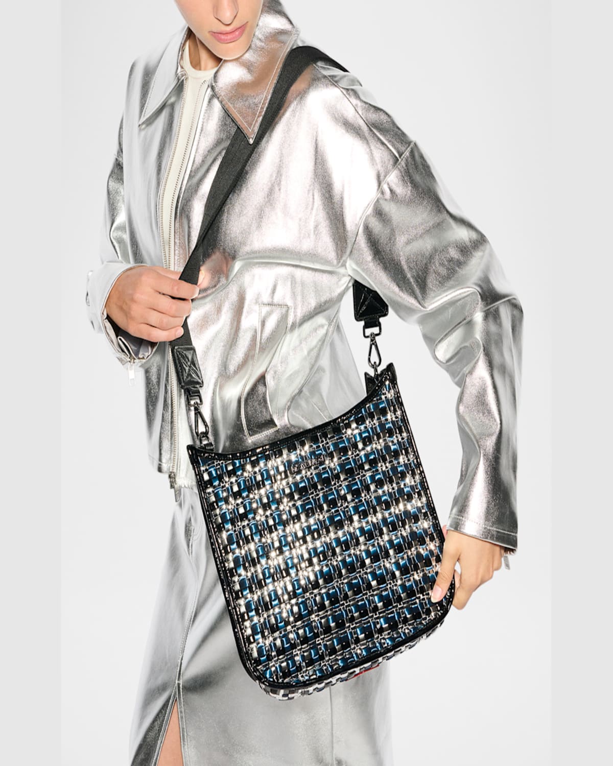 Mz Wallace Metallic Woven Box Crossbody Bag In Multi