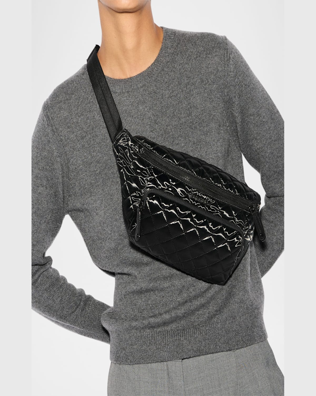 Mz Wallace Metro Sling Quilted Belt Bag In Black
