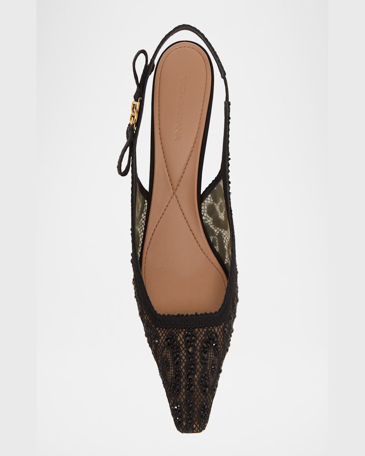 Dolce & Gabbana Leopard-design Lace Slingbacks With Fusible Rhinestones In Black