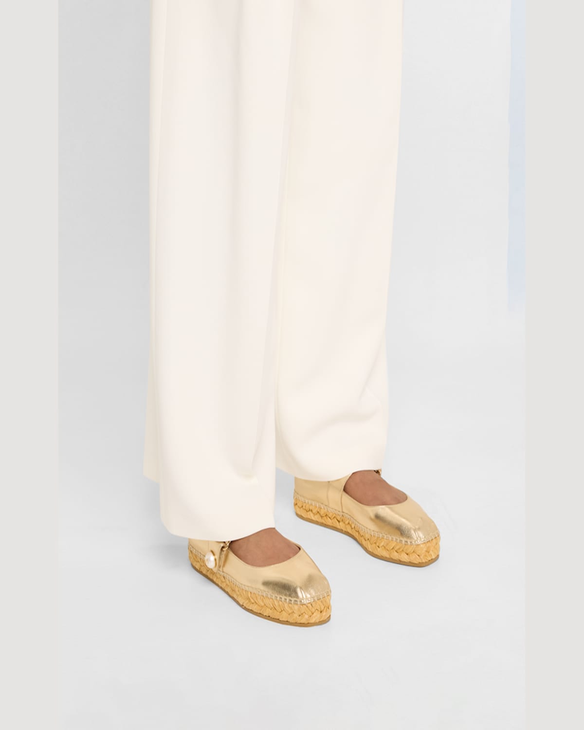 Jimmy Choo Fayence Metallic Mary Jane Ballerina Espadrilles In Gold