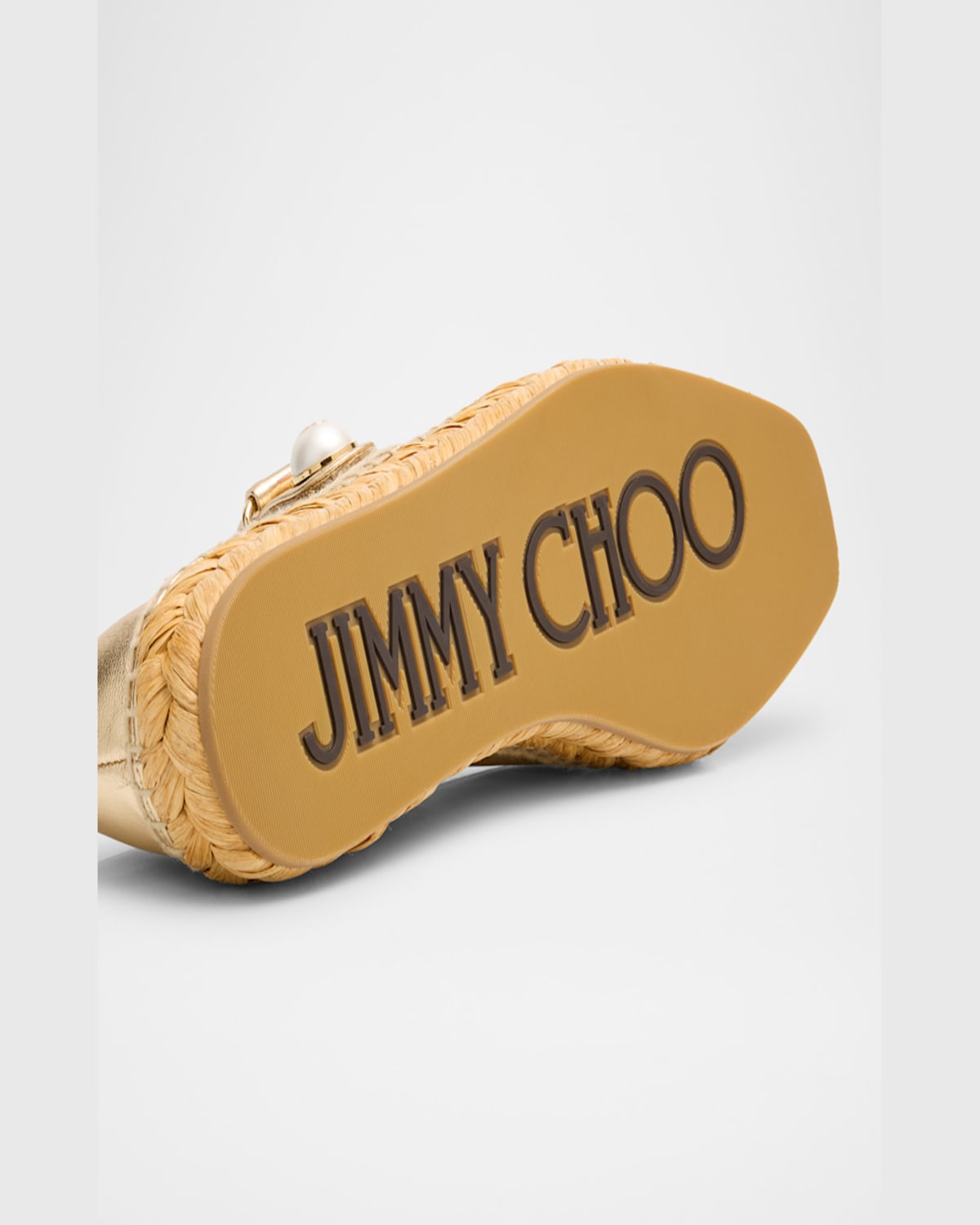Jimmy Choo Fayence Metallic Mary Jane Ballerina Espadrilles In Gold