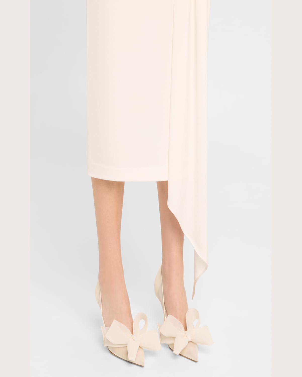 Jimmy Choo Staz Bow Mesh Pointed Pumps In Ivory
