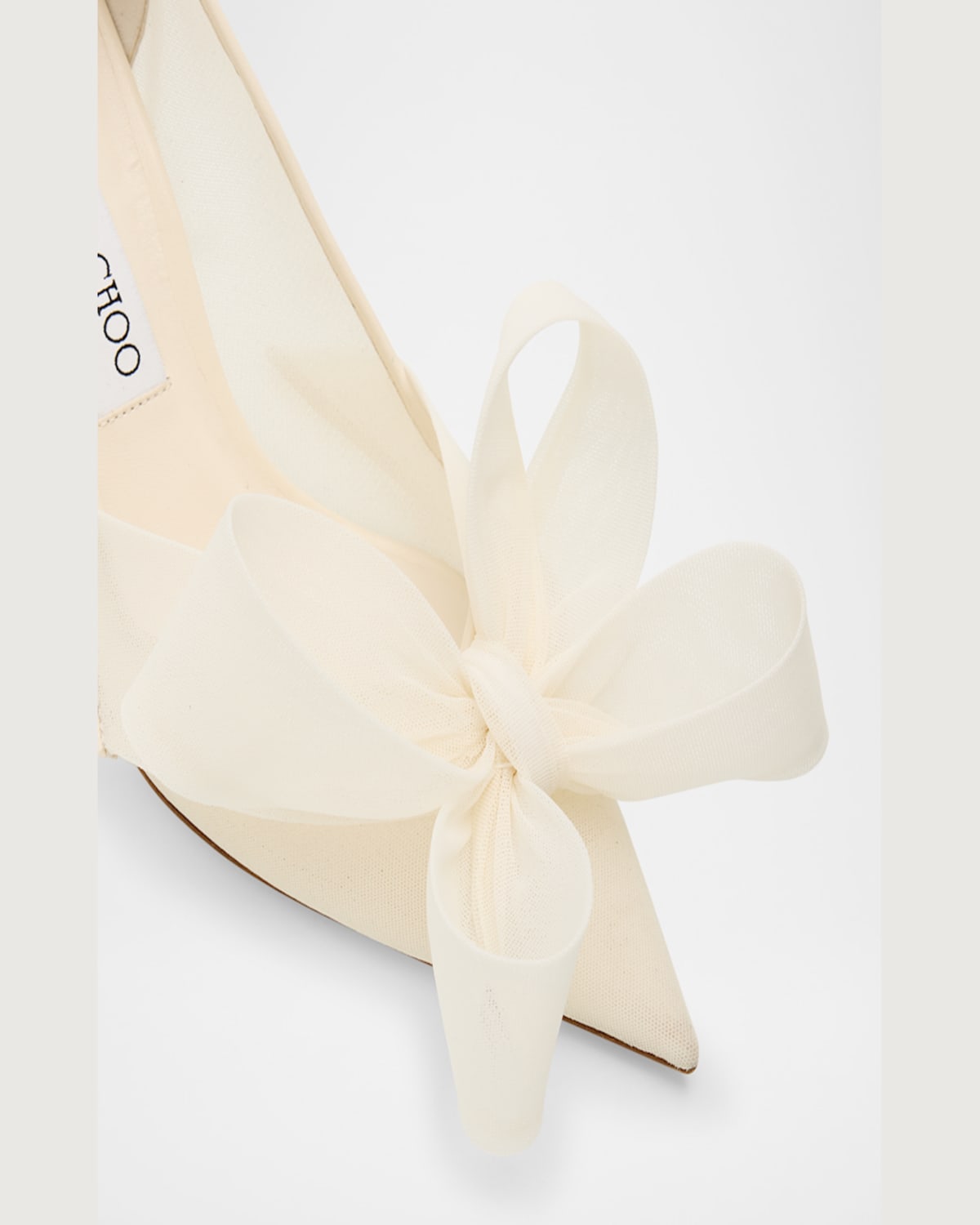 Jimmy Choo Staz Bow Mesh Pointed Pumps In Ivory