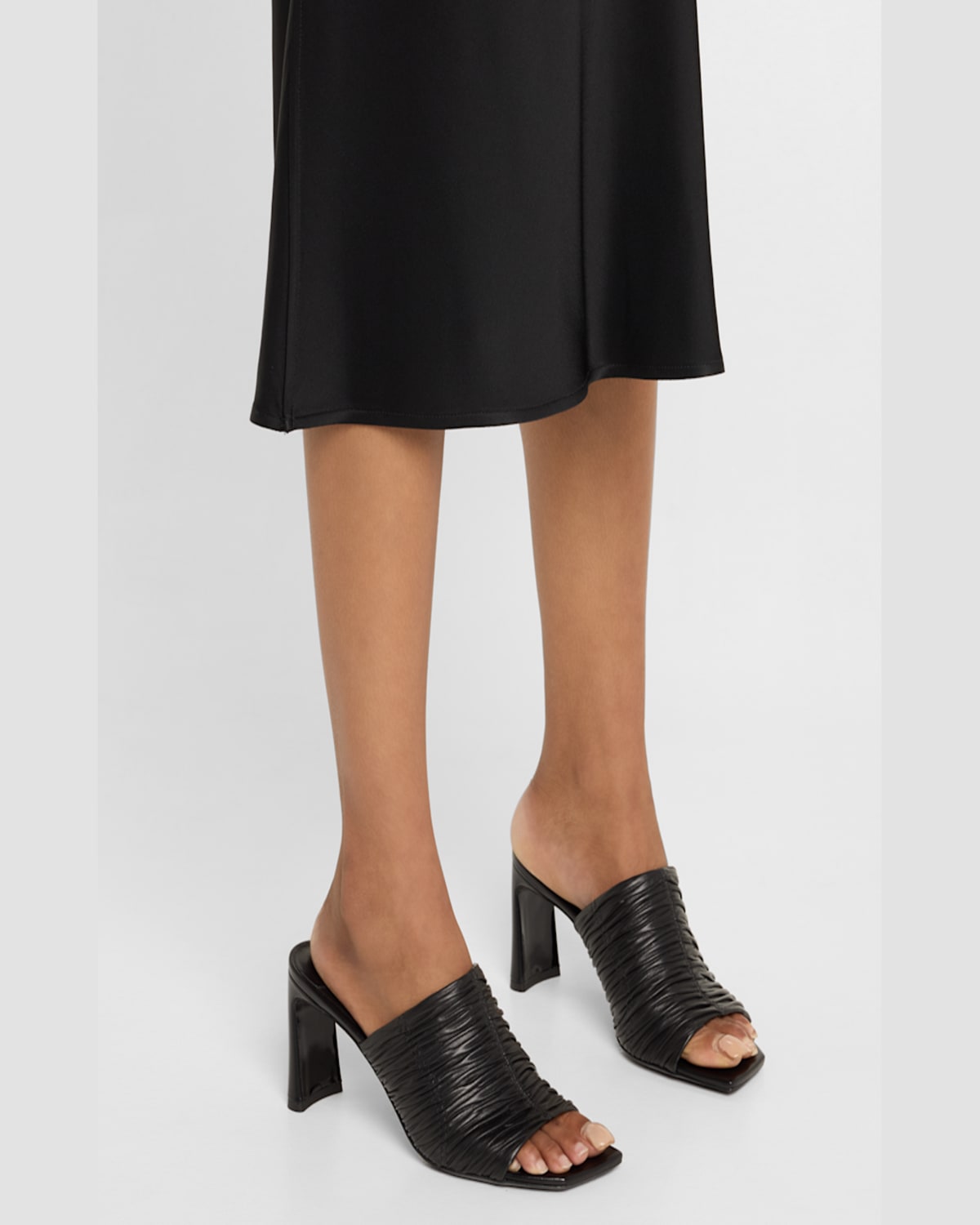 Jimmy Choo Lua Ruched Leather Mule Sandals In Black
