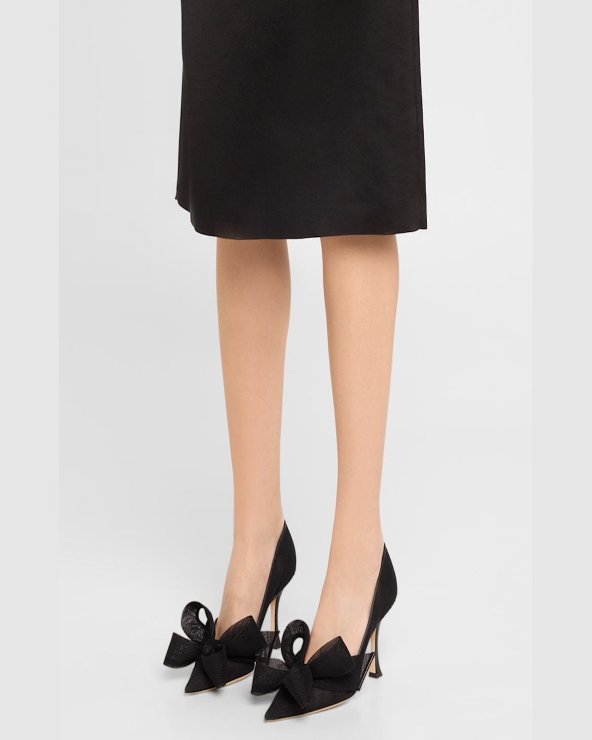 Jimmy Choo Staz Nylon Mesh Bow Pumps In Black