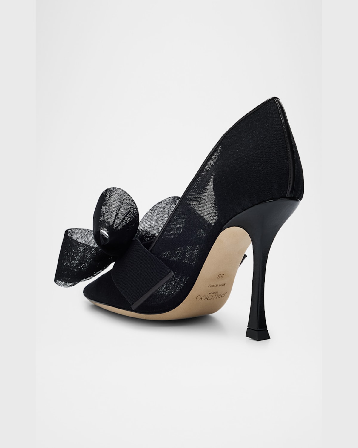 Jimmy Choo Staz Nylon Mesh Bow Pumps In Black