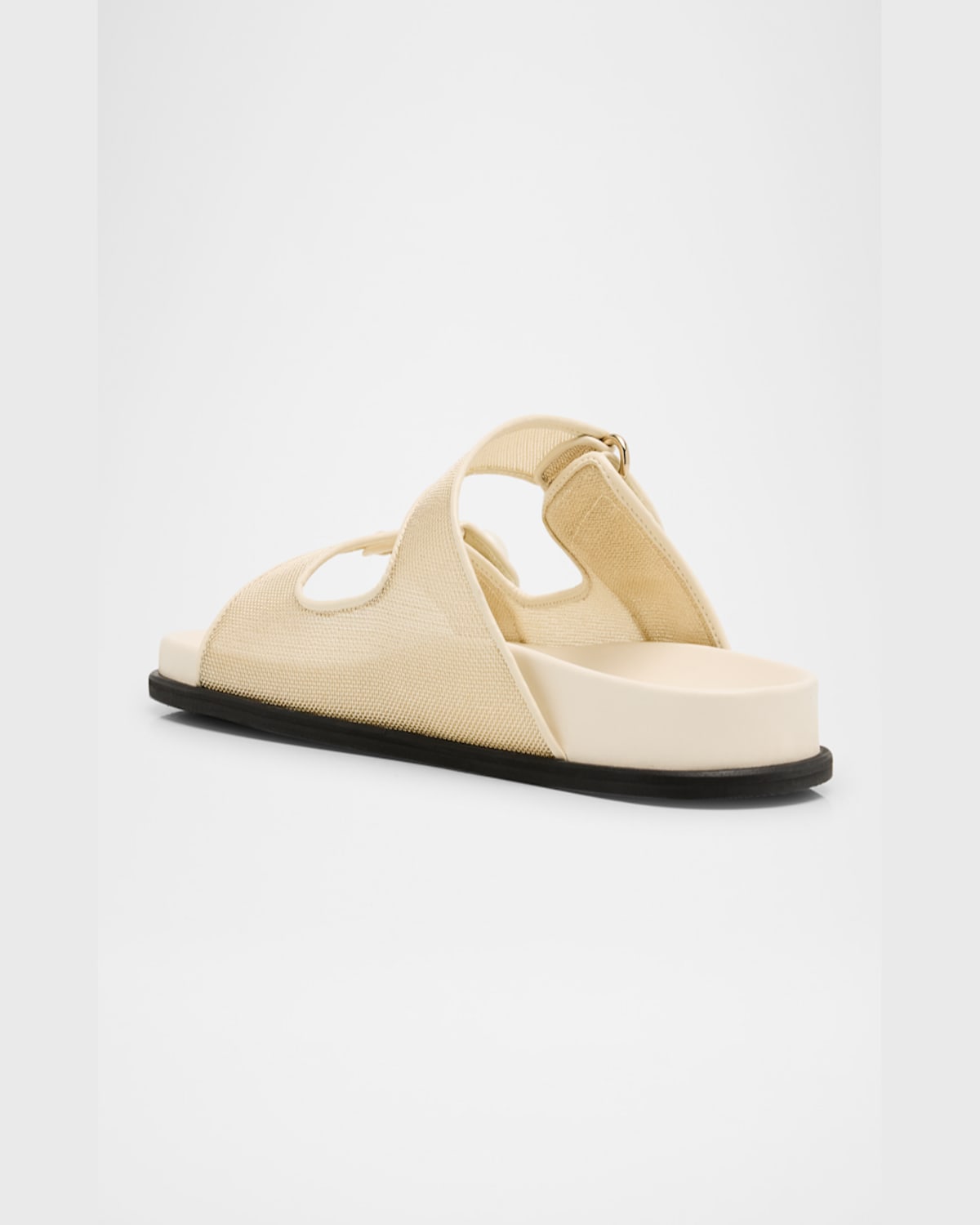 Jimmy Choo Fayence Metallic Pearly-button Slide Sandals In Champagne Latte
