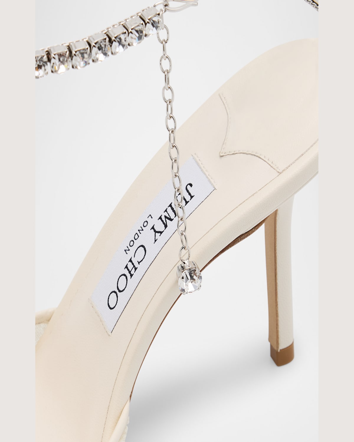 Jimmy Choo Saeda Ruched Crystal Ankle-strap Pumps In Ivory Crystal