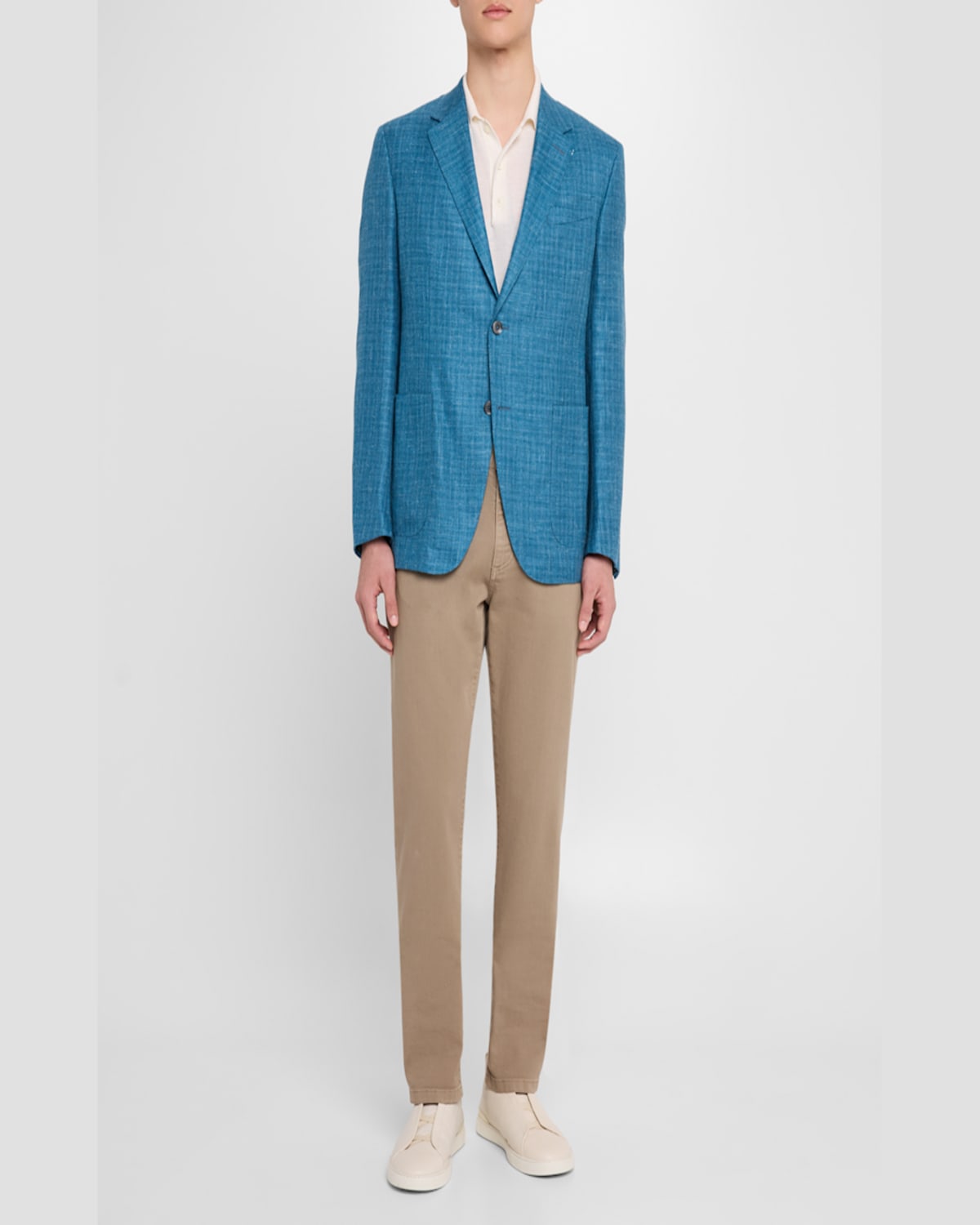 Zegna Men's Melange Sport Coat In Br Blu Ck