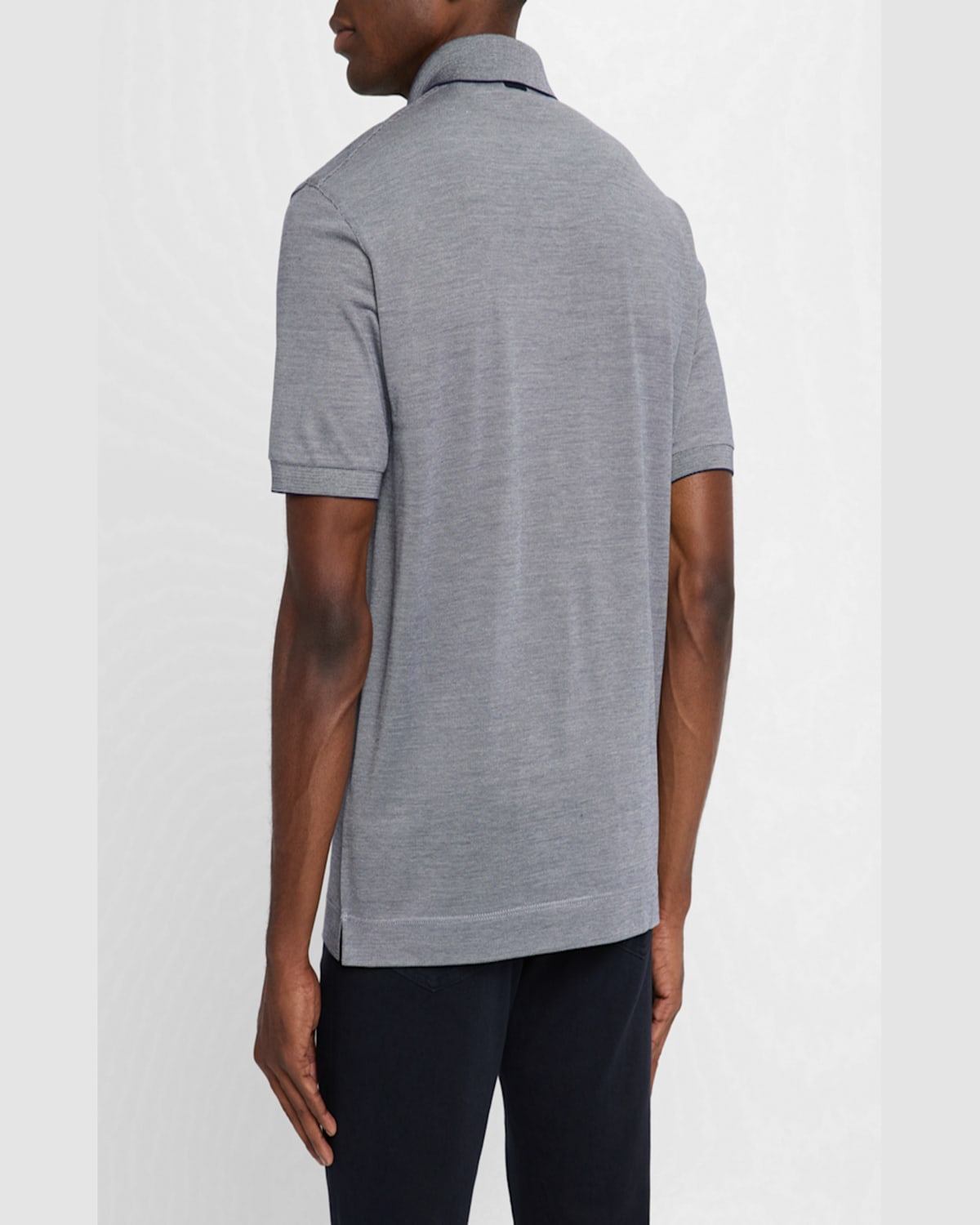 Zegna Men's Melange Cotton And Silk Polo Shirt In Gray