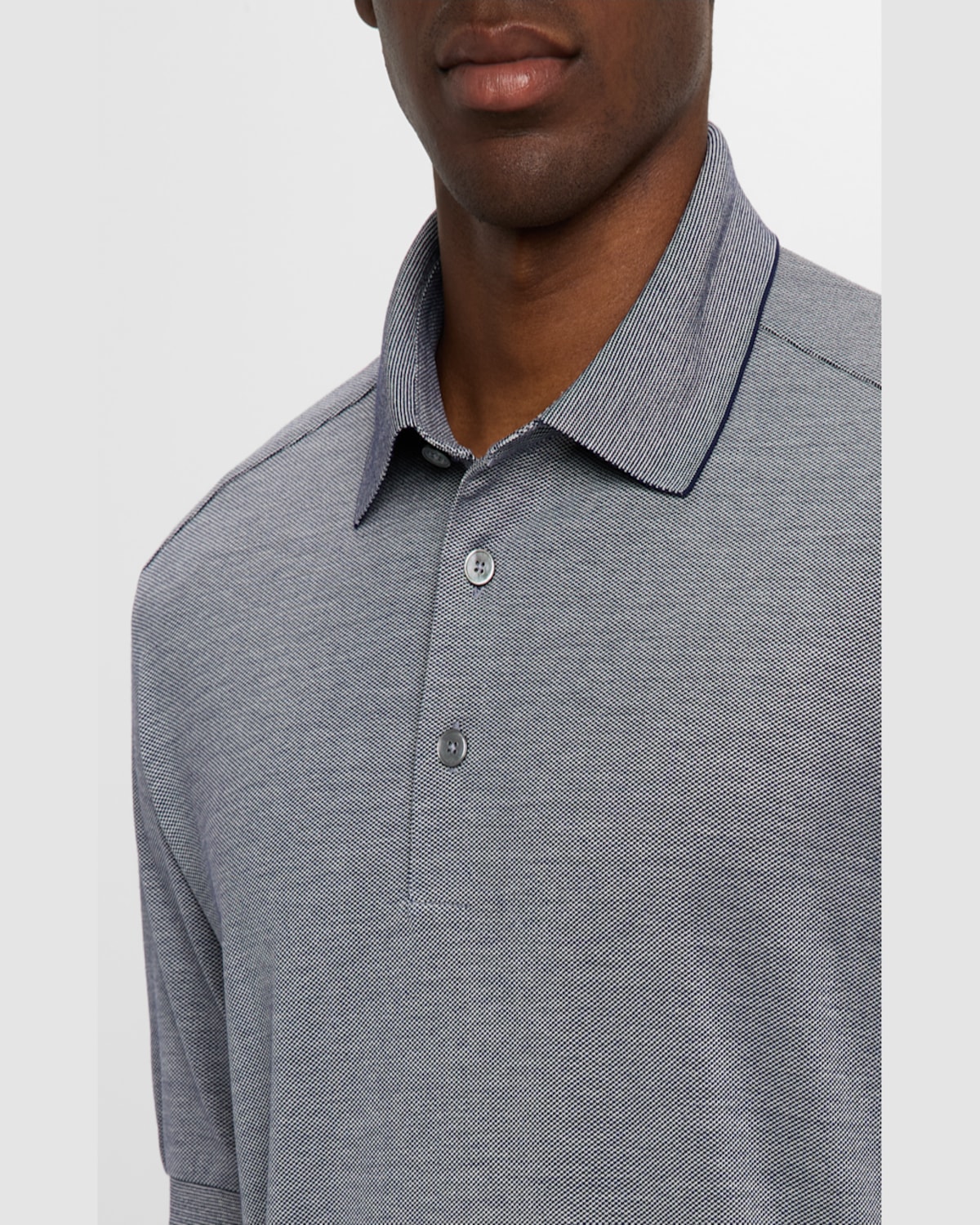 Zegna Men's Melange Cotton And Silk Polo Shirt In Gray
