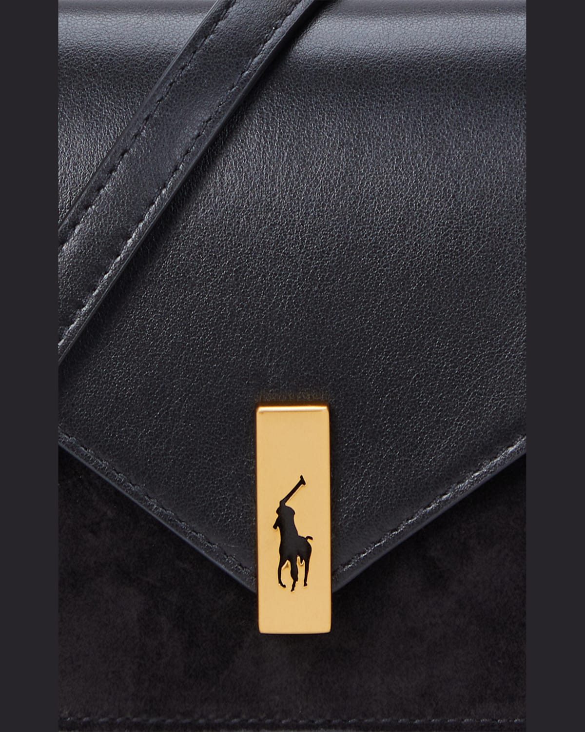 Polo Ralph Lauren Logo-plaque Leather Crossbody Bag In Black
