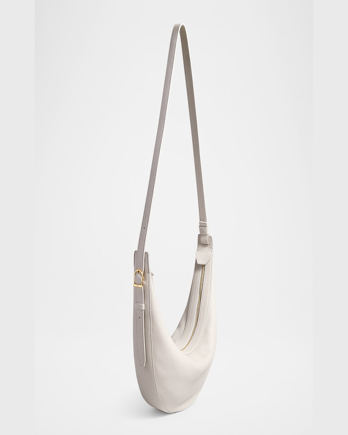 Khaite Augustina Small Zip Calfskin Crossbody Bag In Light Grey